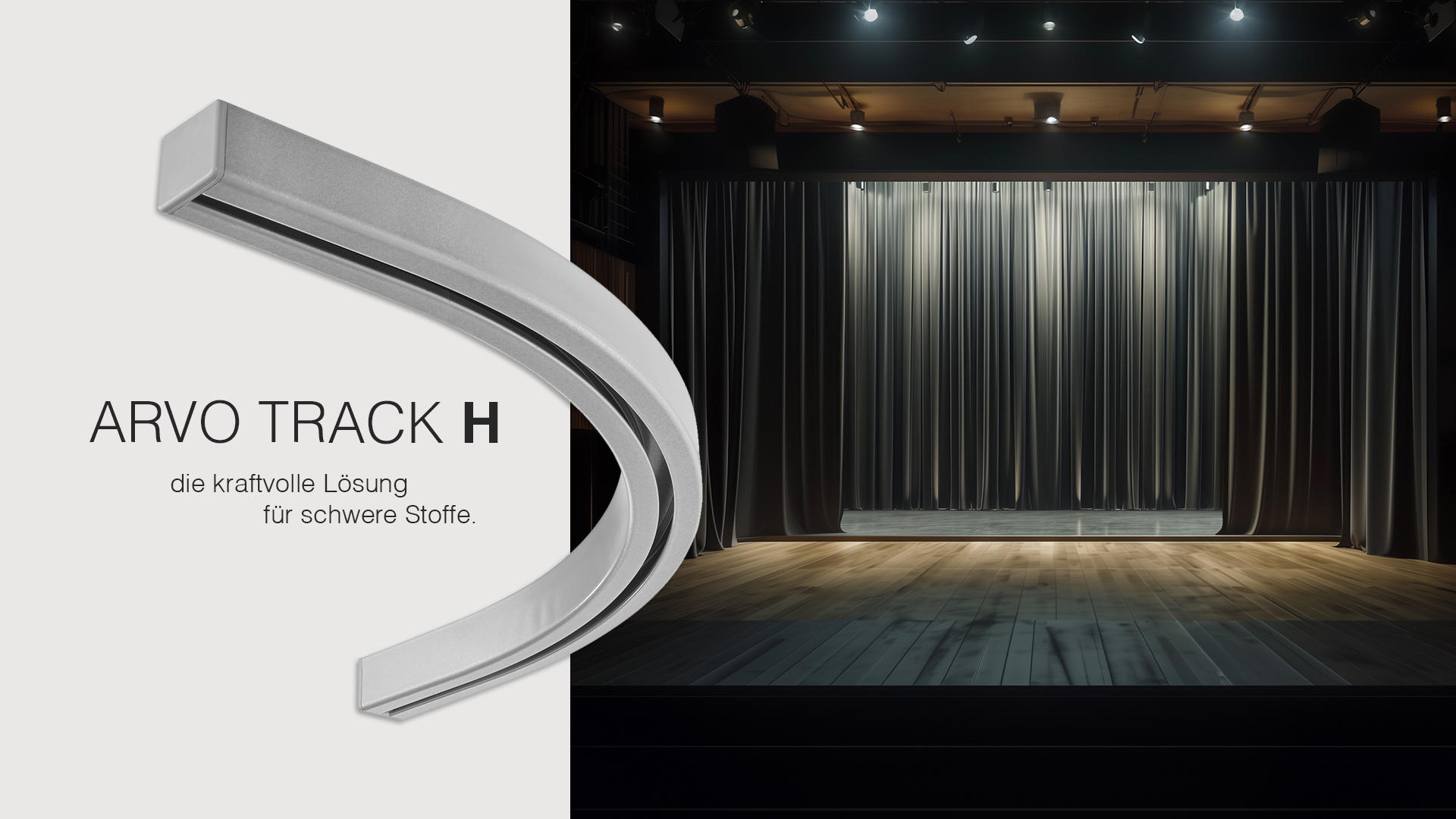 RVO TRACK H – robuste Schleuderschiene für schwere Vorhänge, Deckenmontage mit hoher Tragkraft
