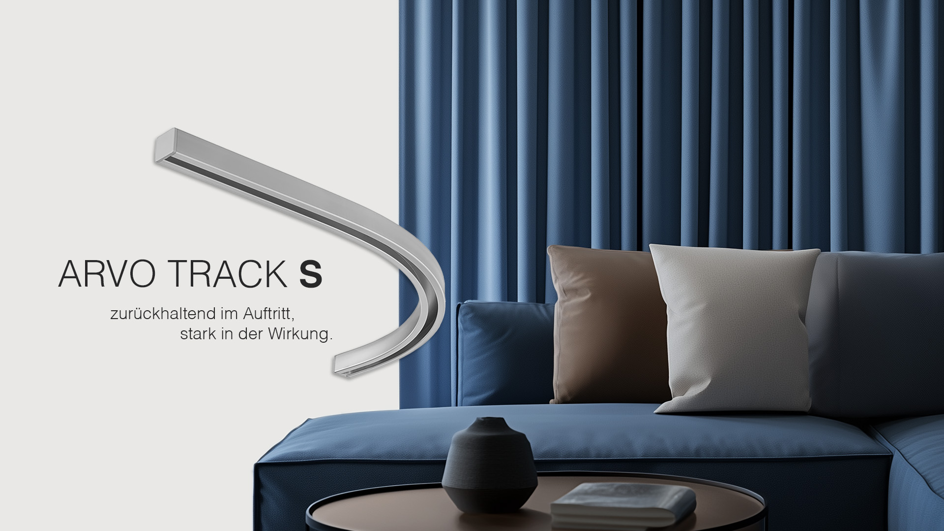 ARVO TRACK S – dezente Schleuderschiene für leichte Vorhänge und elegante Raumlösungen