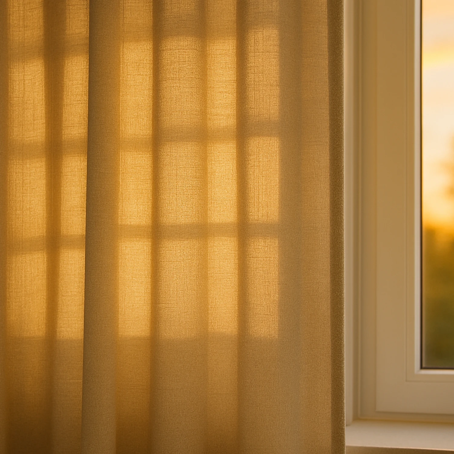 dimout vorhang vor fenster mit schöner lichtstreuung